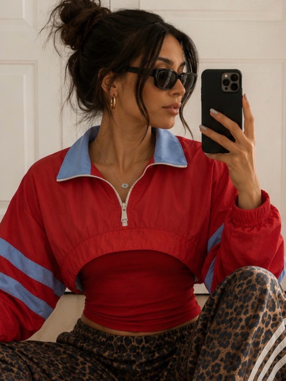 FREE PEOPLE OSFM Swift wind movement RED bolero zip comfy & chic windbreaker